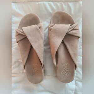 Vince Camuto Women's Beige Suede Slides